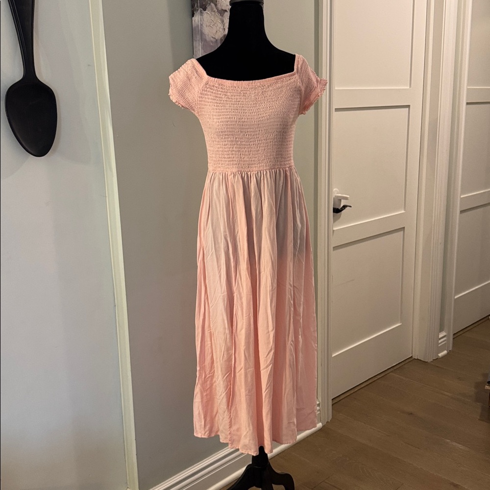 NWOT- Nine.Eight Pink Off-Shoulder Double Slit Maxi Dress